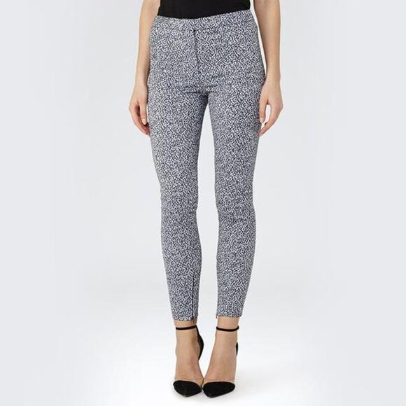 Reiss LUCILLE Jacquard Pant SIZE 4 Speckled Black White Fitted Skinny Trouser - Picture 1 of 10